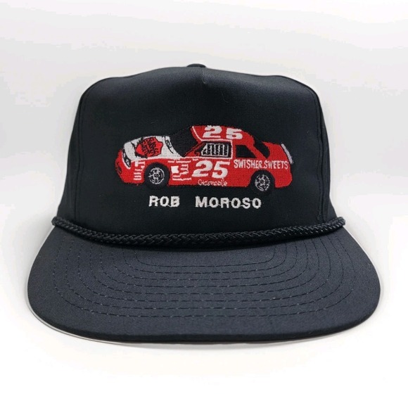 Vintage Swisher Sweets Rob Moroso Nascar Hat 1989 Black Rope Zipback Cap Rare 25 - Picture 1 of 9